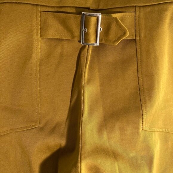 Zara SALE! High Waisted Wide Cropped Pants Mustard Color Red Stripes, sz. Medium - Picture 5 of 14
